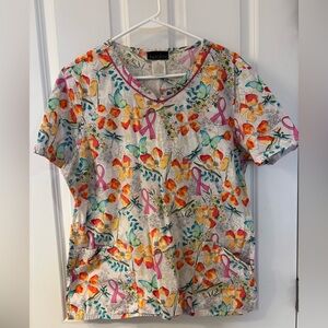 Cherokee Multicolor Floral Scrub Top Women’s X-LARGE